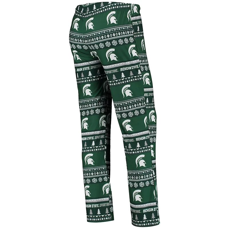 Women's Concepts Sport Green Michigan State Spartans Holiday Long Sleeve Top & Pants Sleep Set