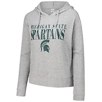 Women's Concepts Sport Heather Gray Michigan State Spartans Juniper Soft Modest Cropped Long Sleeve Hoodie Top