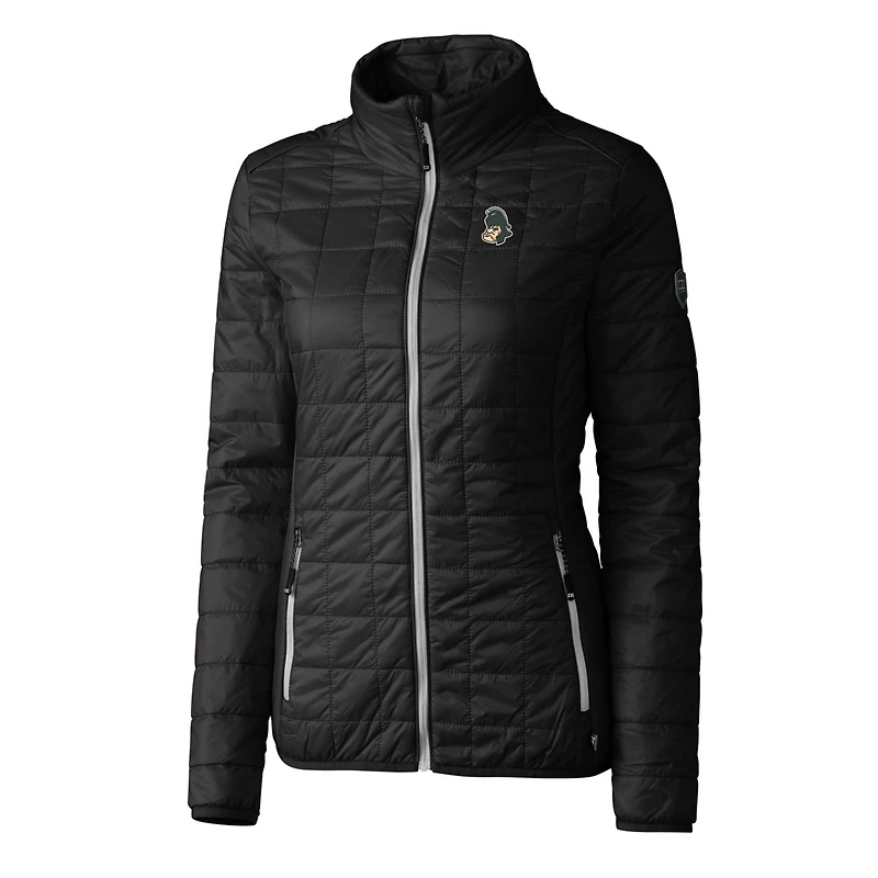 Doudoune isolante entièrement zippée PrimaLoft Eco pour femme Cutter & Buck Black Michigan State Spartans Vault Rainier
