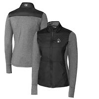 Veste matelassée hybride entièrement zippée Vault Stealth noire pour femme des Spartans de l'État du Michigan Cutter & Buck