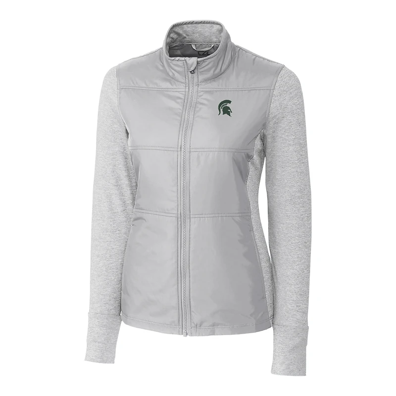 Veste zippée intégrale Stealth grise pour femme des Spartans de l'État du Michigan, Cutter & Buck