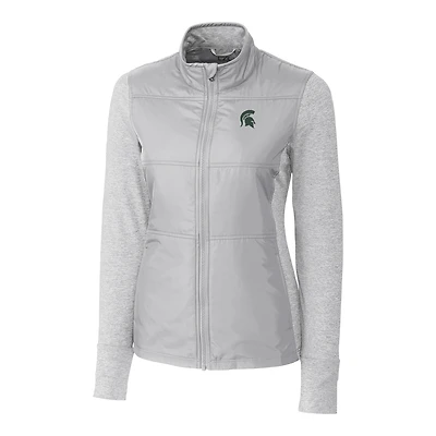 Veste zippée intégrale Stealth grise pour femme des Spartans de l'État du Michigan, Cutter & Buck