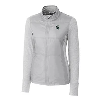 Veste zippée intégrale Stealth grise pour femme des Spartans de l'État du Michigan, Cutter & Buck