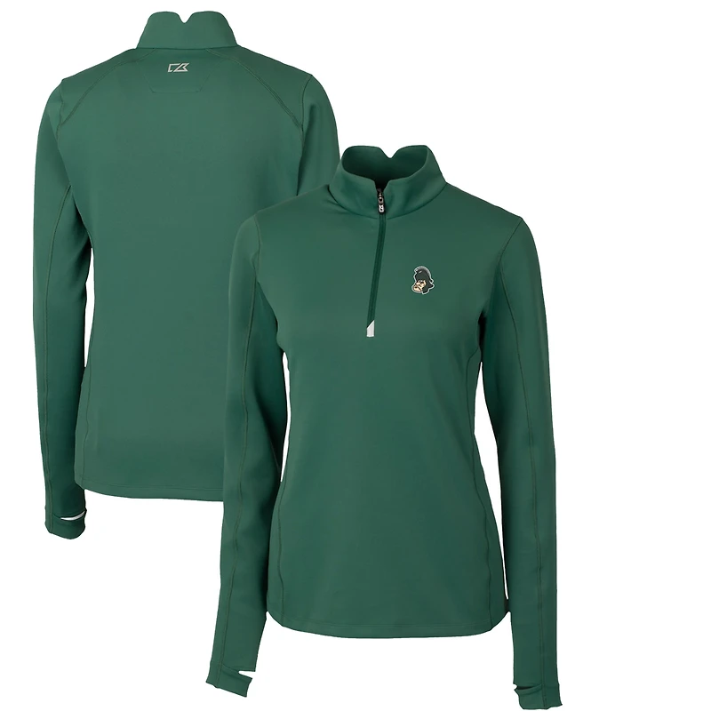 Women's Cutter & Buck Green Michigan State Spartans Traverse Stretch Quarter-Zip Pullover Top