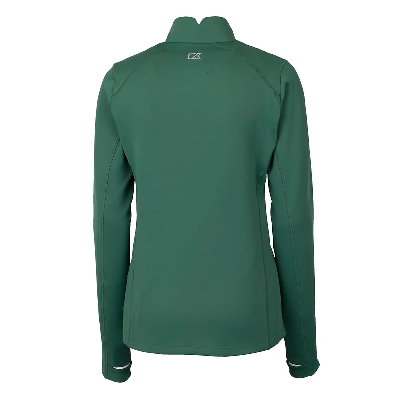 Women's Cutter & Buck Green Michigan State Spartans Traverse Stretch Quarter-Zip Pullover Top