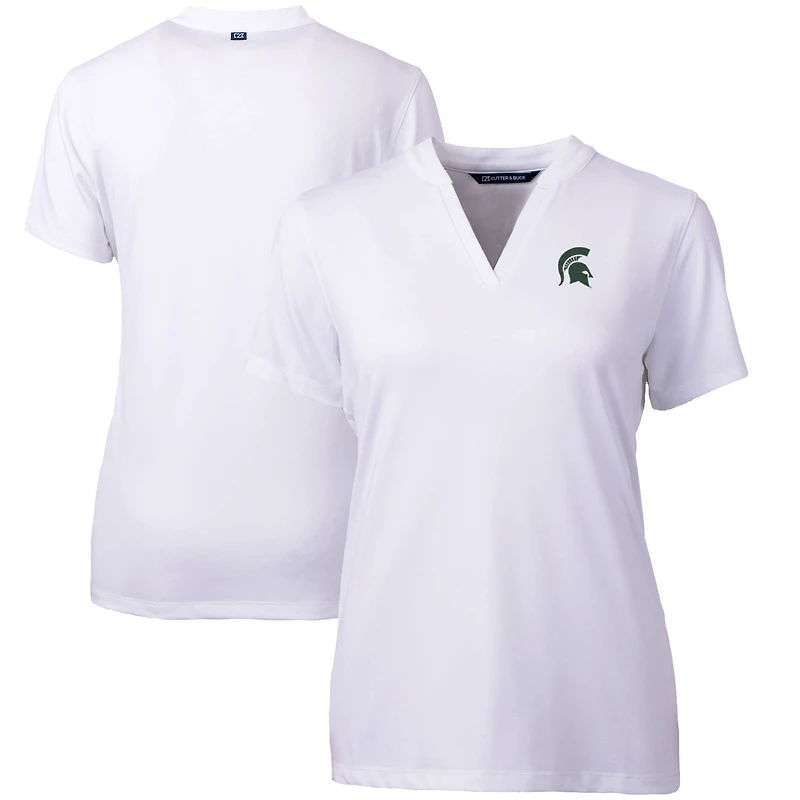 Haut à col en V Cutter & Buck blanc Michigan State Spartans Forge Blade pour femme