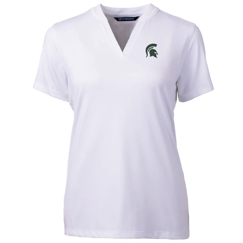 Women's Cutter & Buck White Michigan State Spartans Forge Blade V-Neck Top