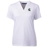 Women's Cutter & Buck White Michigan State Spartans Forge Blade V-Neck Top