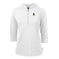 Sweat à capuche zippé demi-taille en piqué écologique recyclé Cutter & Buck blanc Michigan State Spartans Vault Virtue pour femme