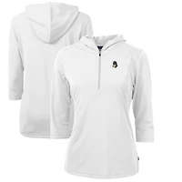 Sweat à capuche demi-zippé recyclé Vault Virtue Eco Pique pour femme, blanc, Cutter & Buck, Michigan State Spartans