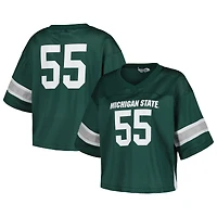 Women's Established & Co. #55 Green Michigan State Spartans Fashion Boxy Cropped Football Jersey