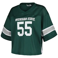 Women's Established & Co. #55 Green Michigan State Spartans Fashion Boxy Cropped Football Jersey