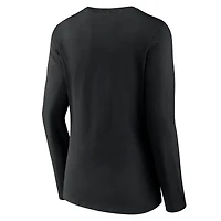 T-shirt à manches longues et col en V pour femme Fanatics Black Michigan State Spartans Campus