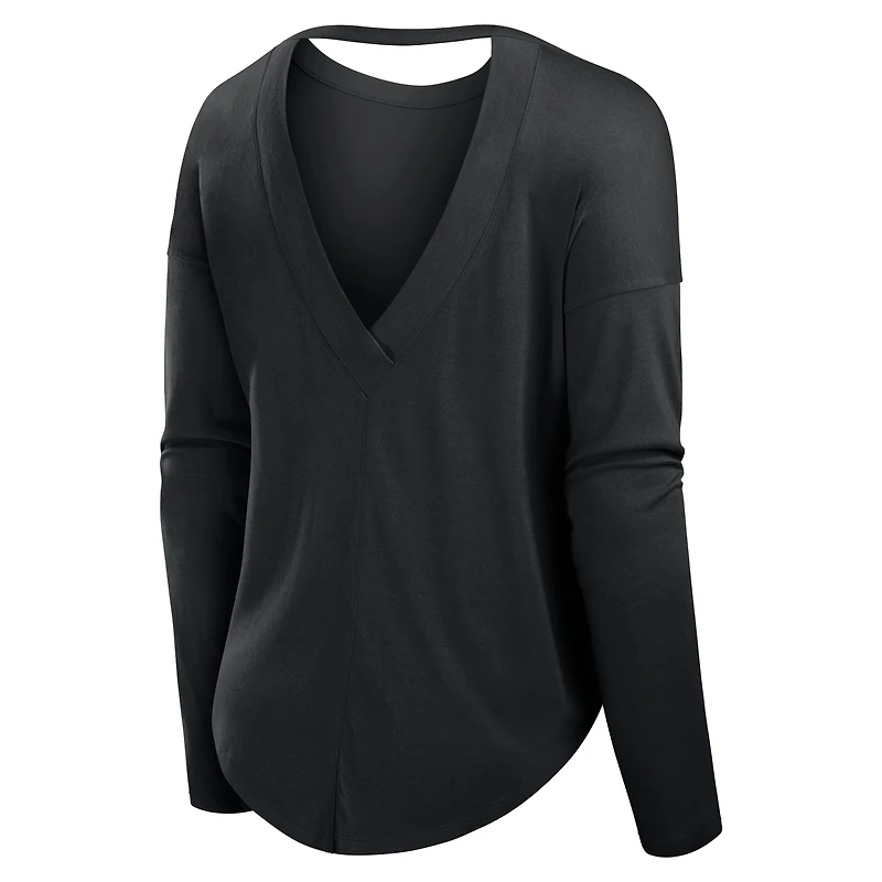 Women's Fanatics Black Michigan State Spartans Training Camp Core Long Sleeve V-Neck Fashion T-Shirt
