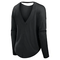 Women's Fanatics Black Michigan State Spartans Training Camp Core Long Sleeve V-Neck Fashion T-Shirt