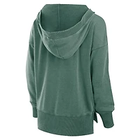 Women's Fanatics  Green Michigan State Spartans Initiative Snow Wash French Terry V-Neck Pullover Hoodie