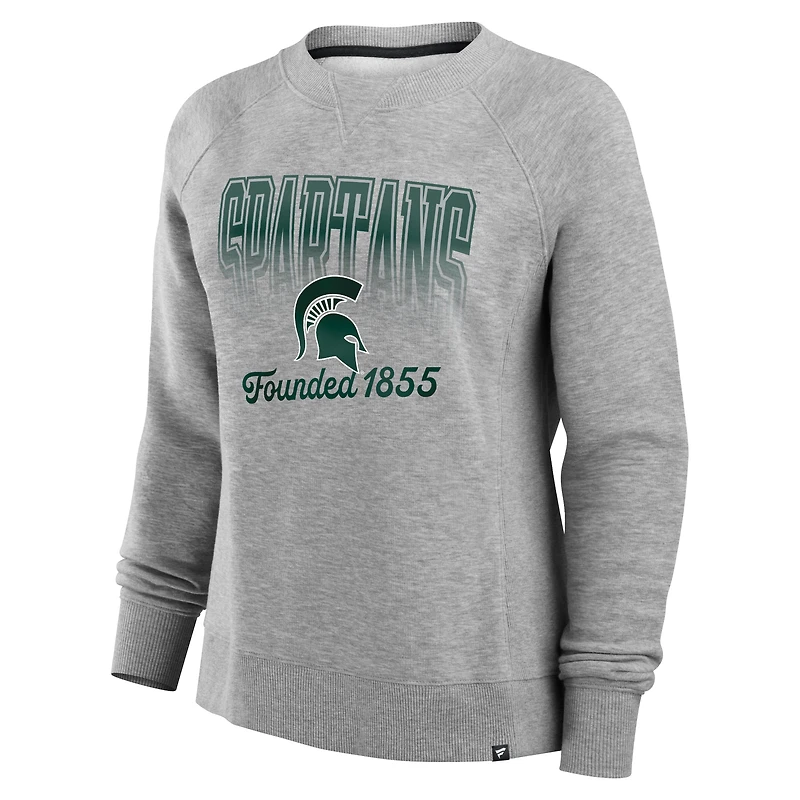 Women's Fanatics Heather Gray Michigan State Spartans Training Camp Hit Hard Fleece Pullover Sweatshirt