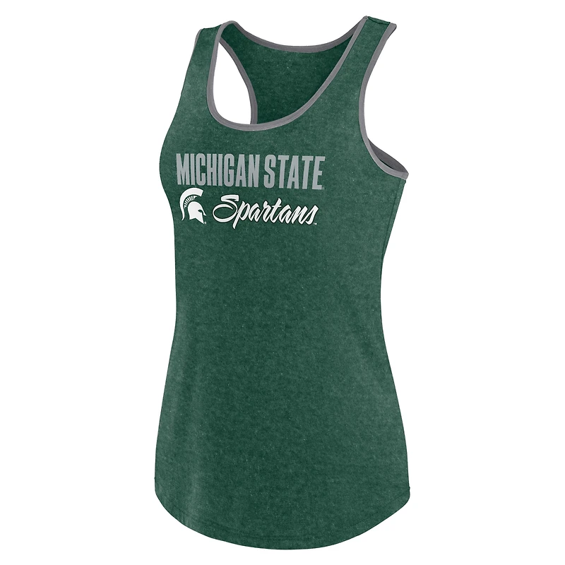 Women's Fanatics Heather Green Michigan State Spartans Fuel Racerback Tank Top