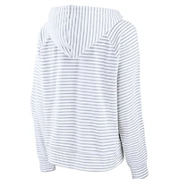Women's Fanatics  White Michigan State Spartans Striped Notch Neck Pullover Hoodie