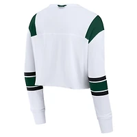 Haut court à manches longues et col en V pour femme Fanatics, blanc, Michigan State Spartans Training Camp