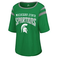 T-shirt à manches longues pour femme G-III 4Her by Carl Banks Green Michigan State Spartans Plus Linebacker