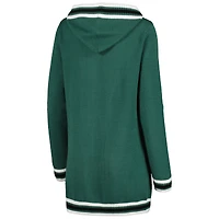 Women's Gameday Couture Green Michigan State Spartans One More Round Tri-Blend Striped Hooded Cardigan Sweater