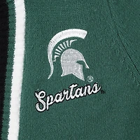 Women's Gameday Couture Green Michigan State Spartans One More Round Tri-Blend Striped Hooded Cardigan Sweater