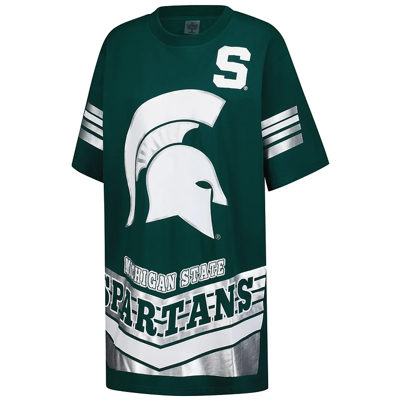 Robe t-shirt courte verte Gameday Couture pour femme, motif Perfect Score des Spartans de l'État du Michigan