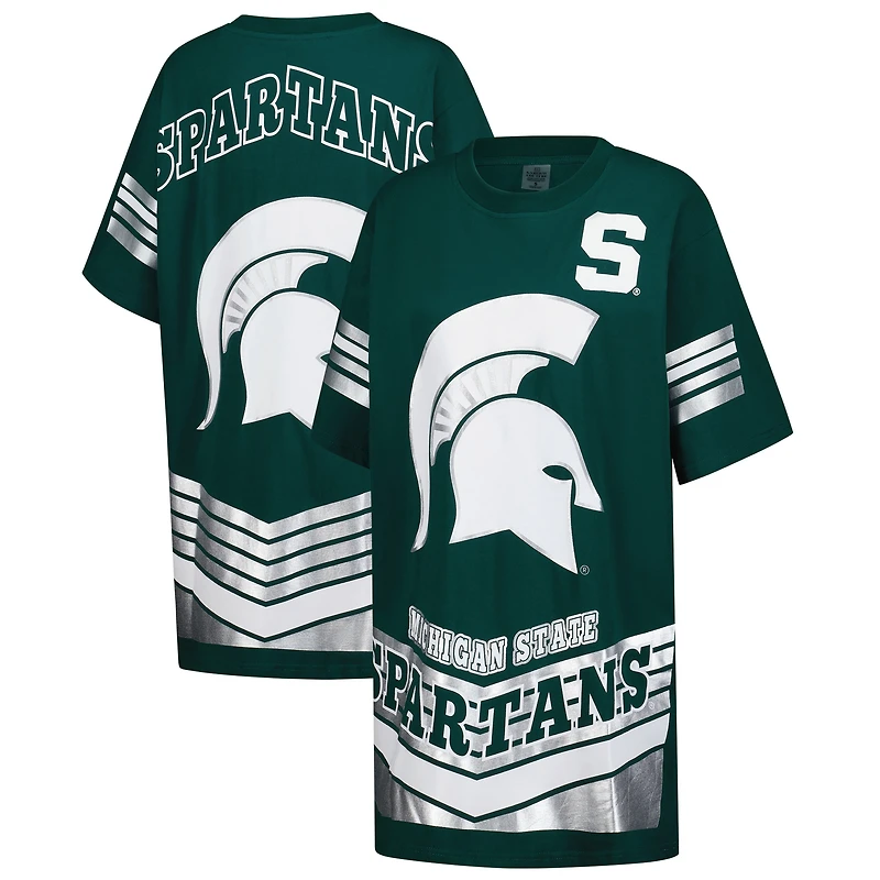Robe t-shirt courte verte Gameday Couture pour femme, motif Perfect Score des Spartans de l'État du Michigan