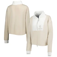 Women's Gameday Couture Tan/White Michigan State Spartans Color-Block Quarter-Zip Jacket