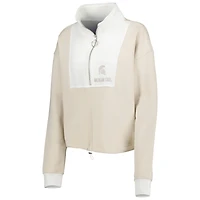 Women's Gameday Couture Tan/White Michigan State Spartans Color-Block Quarter-Zip Jacket