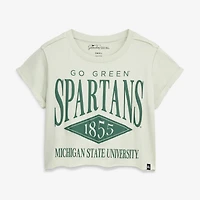 Women's Gameday Social  Green Michigan State Spartans Cropped Cuffed T-Shirt