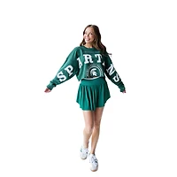 Women's Gameday Social Green Michigan State Spartans Phipps Cropped Sweatshirt