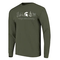 T-shirt à manches longues pour femmes Michigan State Spartans, motif Noël, couleurs confortables, vert
