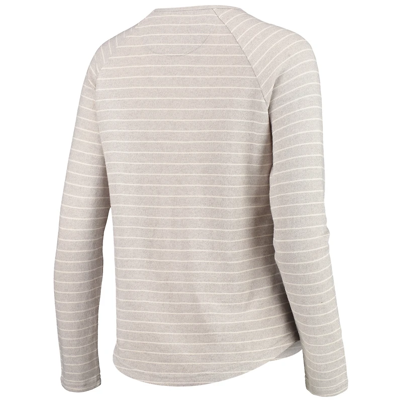 Women's Heathered Gray Michigan State Spartans Seaside Striped French Terry Raglan Pullover Sweatshirt