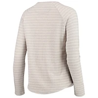 Women's Heathered Gray Michigan State Spartans Seaside Striped French Terry Raglan Pullover Sweatshirt