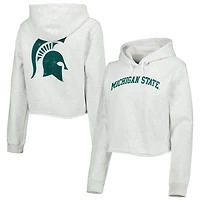 Sweat à capuche court pour femme League Collegiate Wear Ash Michigan State Spartans 2-Hit 1636