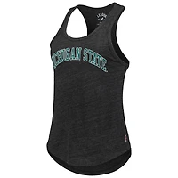 Débardeur noir à deux coups intra-muros Tri-Blend encolure dégagée et dos nageur pour femmes League Collegiate Wear des Spartans de l'État du Michigan