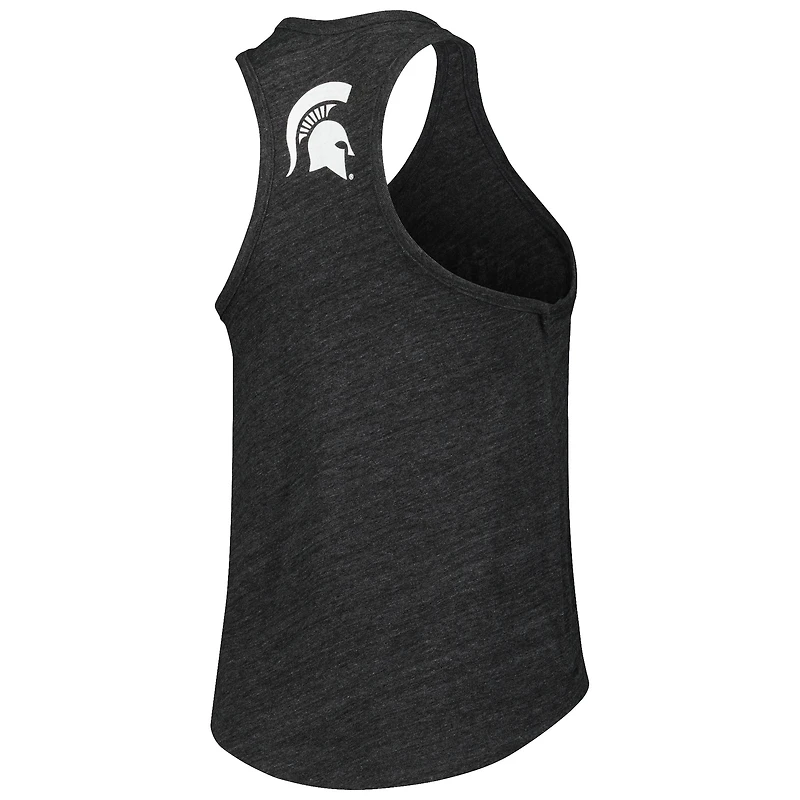 Débardeur à col rond et dos nageur noir Michigan State Spartans Two-Hit Intramural en mélange de trois matières pour femmes