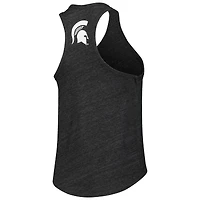 Débardeur à col rond et dos nageur noir Michigan State Spartans Two-Hit Intramural en mélange de trois matières pour femmes