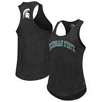 Débardeur noir à deux coups intra-muros Tri-Blend encolure dégagée et dos nageur pour femmes League Collegiate Wear des Spartans de l'État du Michigan