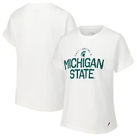 Women's League Collegiate Wear White Michigan State Spartans Slub Rolled Cuff T-Shirt