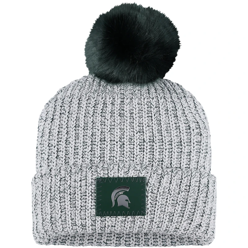 Bonnet en tricot à revers avec pompon Love Your Melon pour femme, Michigan State Spartans, gris