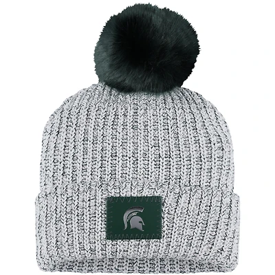 Bonnet en tricot à revers avec pompon Love Your Melon pour femme, Michigan State Spartans, gris