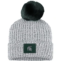 Bonnet en tricot à revers avec pompon Love Your Melon pour femme, Michigan State Spartans, gris