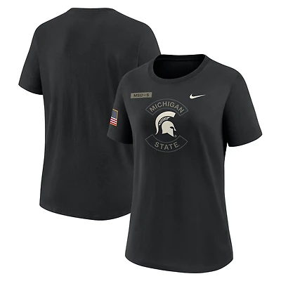 Women's Nike Black Michigan State Spartans 2025 Military Appreciation Dri-FIT T-Shirt