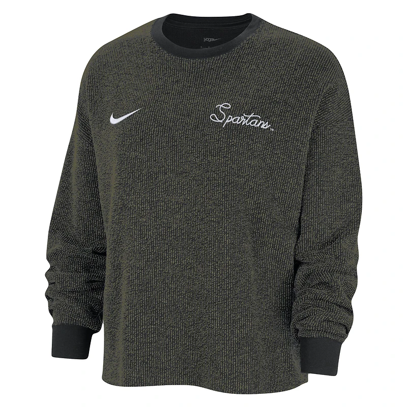 Sweat-shirt Nike noir Michigan State Spartans Yoga Script pour femme