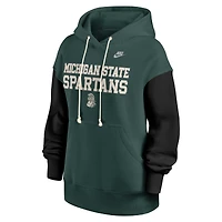 Sweat à capuche surdimensionné Legacy Phoenix vert/noir pour femme des Spartans de l'État du Michigan Nike