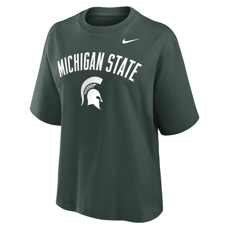 T-shirt Nike vert pour femme avec logo en forme d'arche des Spartans de l'Université d'État du Michigan