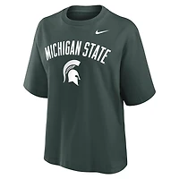 T-shirt Nike vert pour femme avec logo en forme d'arche des Spartans de l'Université d'État du Michigan